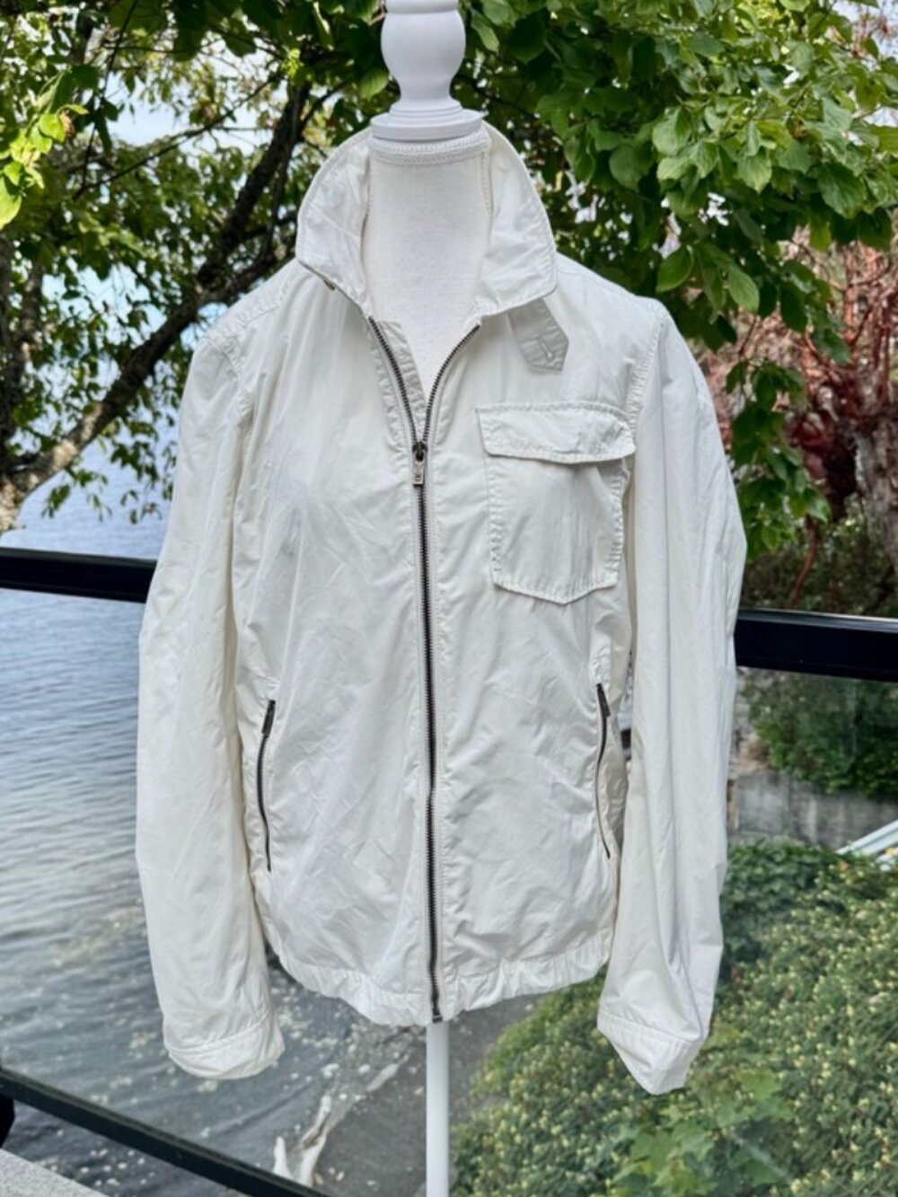 Massimo Dutti White Windbreaker Jacket Size M